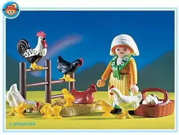Playmobil 3076-A - Bäuerin / Hühnerschar