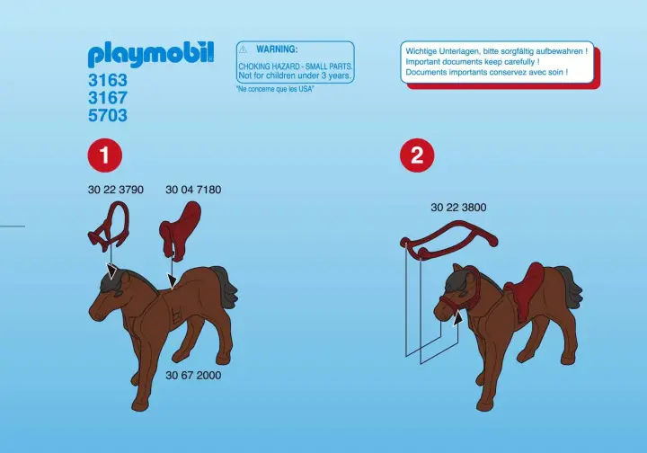 Bauanleitungen Playmobil 3163-A - Polizist/Pferd (1)