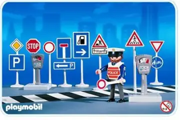 Playmobil 3273-A - Policier / Panneaux de signalisation