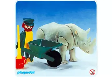 Playmobil 3516-A - Gardien de zoo et rhinocéros