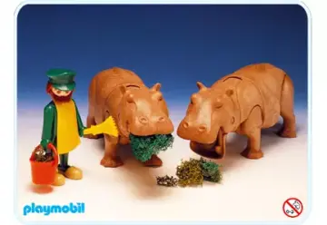 Playmobil 3547-A - gardien/2 hippopotames