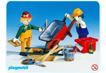 Playmobil 3690-A - 2 ouvriers avec brouette