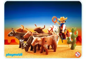 Playmobil 3749-A - Cow-boy et bétail