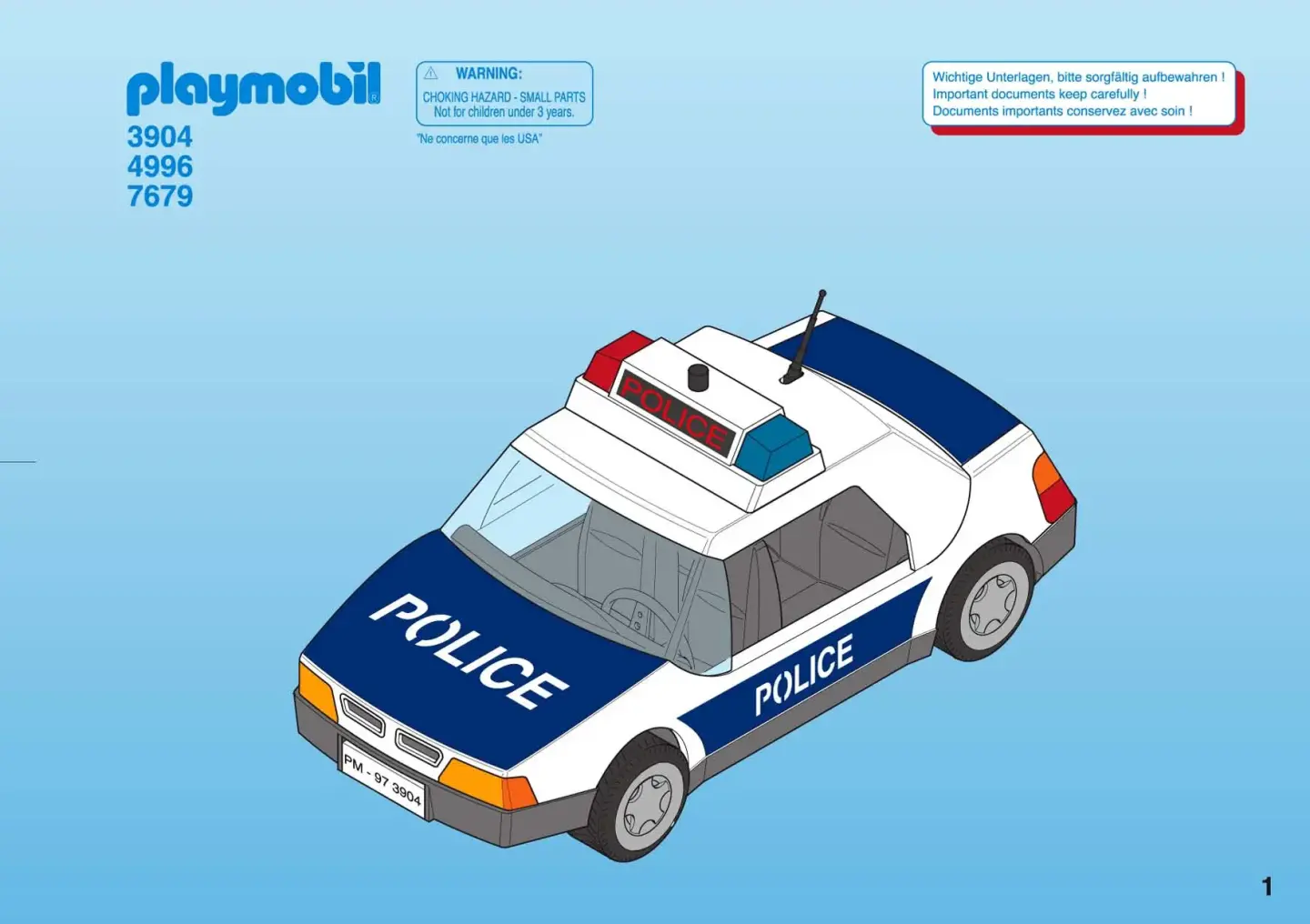 Policiers et voiture de police - Playmobil Policier 3904