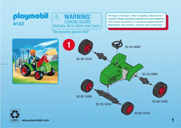 Bauanleitungen Playmobil 4143-A - Multifunktionstraktor (1)