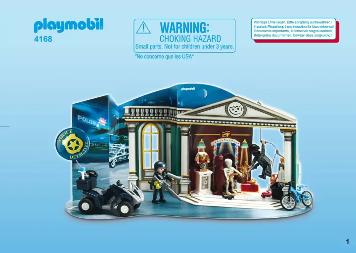 Bauanleitungen Playmobil 4168-A - Adventskalender Polizeialarm! Schatzräuber auf der Flucht (1)