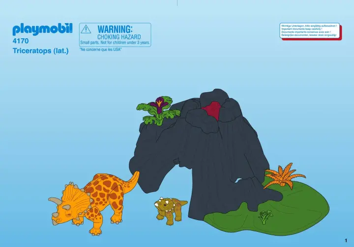 Notices de montage Playmobil 4170-A - Triceratops avec volcan (1)