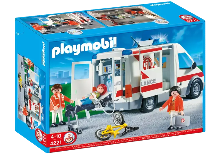 Playmobil 4221-A - Ambulanciers / blessé / véhicule - BOX