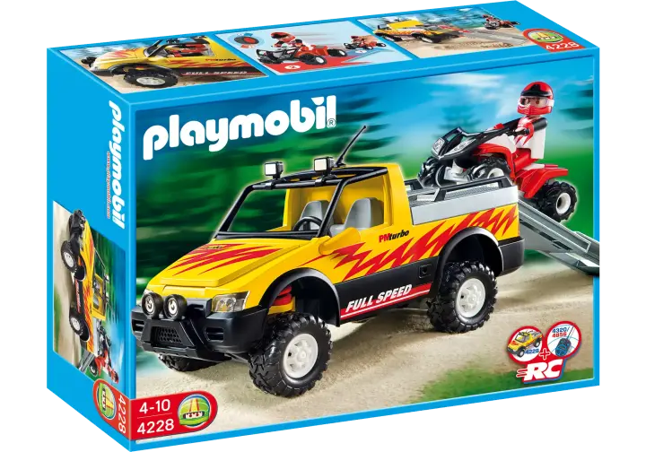 Playmobil 4228-A - Pick-up et quad de course rouge - BOX