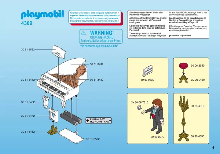 Notices de montage Playmobil 4309-A - Pianiste (1)