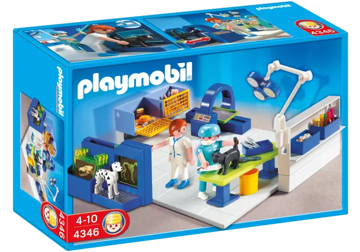 Playmobil 4346-A - Equipe vétérinaires et salle d’opération - BOX