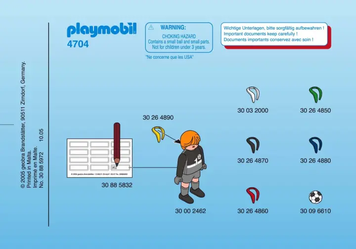 Notices de montage Playmobil 4704-A - Gardien de but (1)
