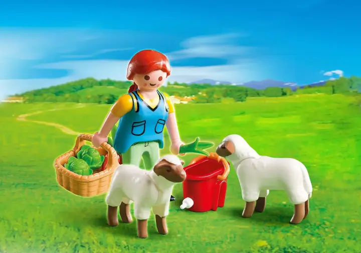 Playmobil 4765 - Bäuerin bei Schäfchen-Fütterung