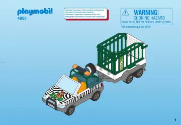 Notices de montage Playmobil 4855-A - Véhicule de zoo avec remorque (1)