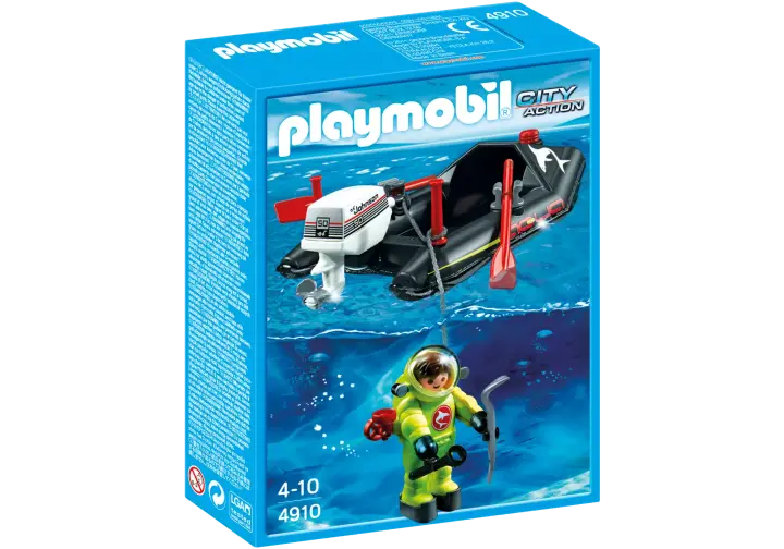 Playmobil 4910-A - Kleinboot mit Tiefseetaucher - BOX