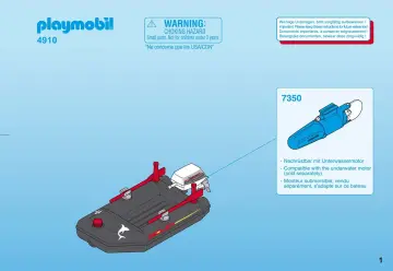 Bauanleitungen Playmobil 4910-A - Kleinboot mit Tiefseetaucher (1)