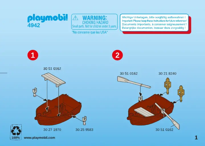 Manual de instruções Playmobil 4942 - Pirata com Bote (1)