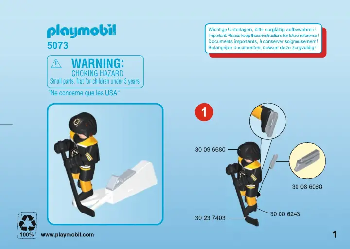 Manual de instruções Playmobil 5073 - NHL™ Boston Bruins™ Player (1)