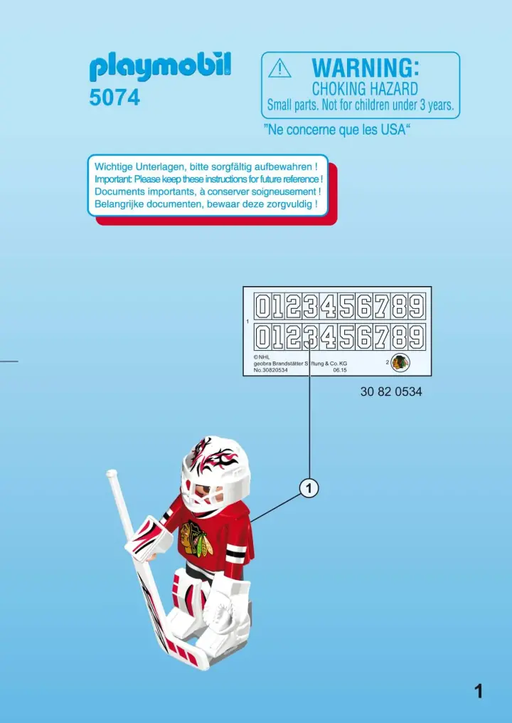 Bauanleitungen Playmobil 5074 - NHL™ Chicago Blackhawks™ Goalie (1)