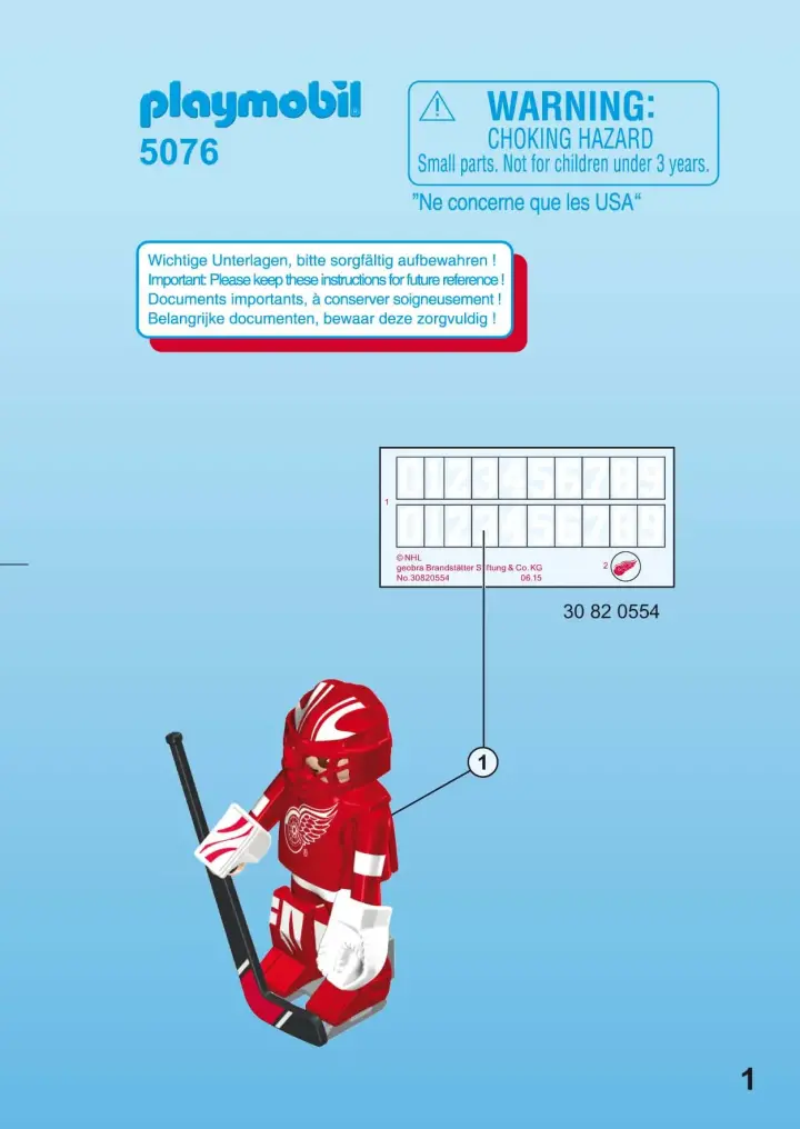 Bauanleitungen Playmobil 5076 - NHL™ Detroit Red Wings™ Goalie (1)