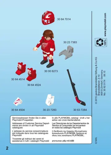 Manual de instruções Playmobil 5076 - NHL™ Detroit Red Wings™ Goalie (2)