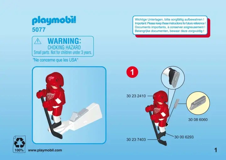 Manuales de instrucciones Playmobil 5077 - NHL™ Detroit Red Wings™ Player (1)