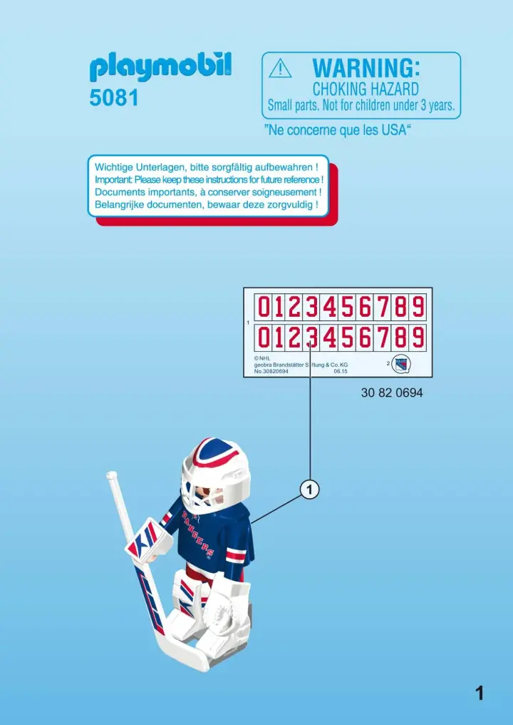 Bauanleitungen Playmobil 5081 - NHL™ New York Rangers™ Goalie (1)