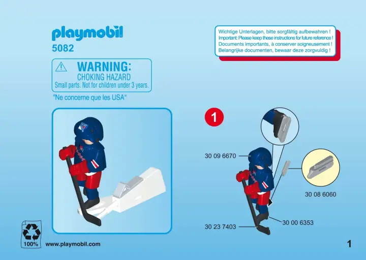 Manual de instruções Playmobil 5082 - NHL™ New York Rangers™ Player (1)