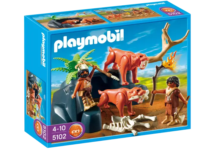 Playmobil 5102-A - Säbelzahntiger mit Knochenjägern - BOX