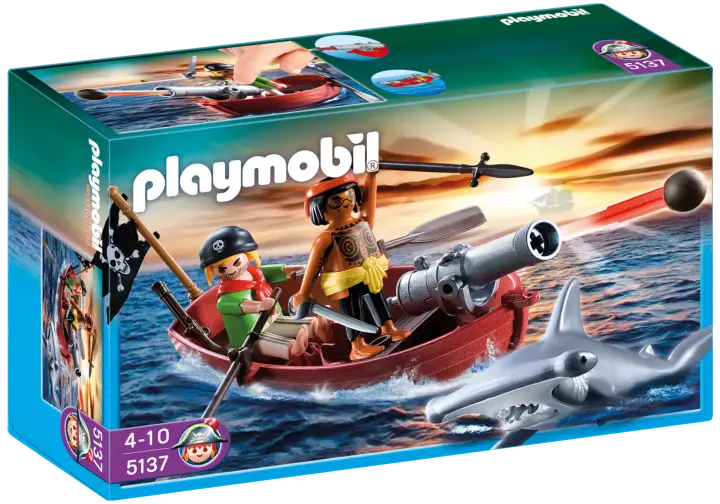 Playmobil 5137-A - Piraten-Ruderboot mit Hammerhai - BOX