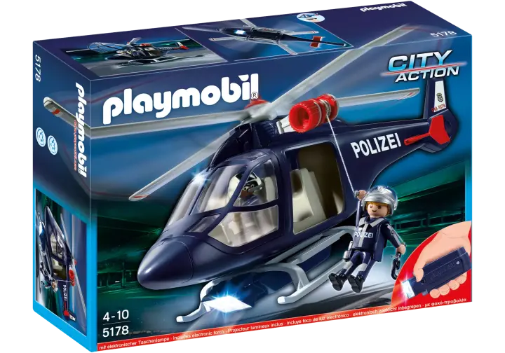 Playmobil 5178-A - Polizeihubschrauber mit LED-Suchscheinwerfer - BOX