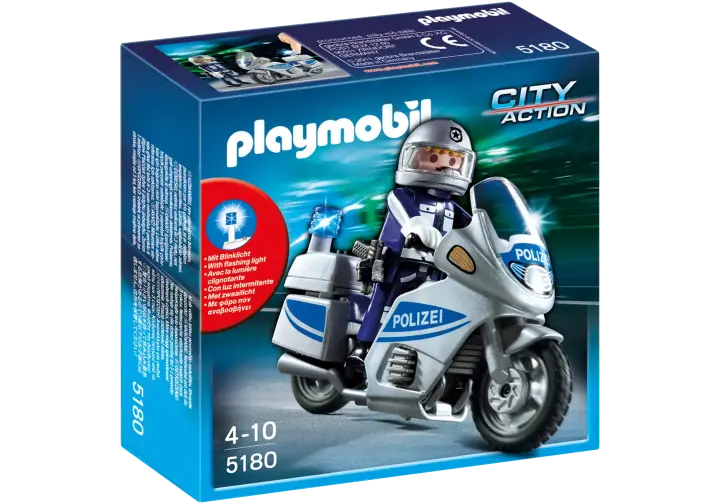 Playmobil 5180-A - Polizeimotorrad mit Blinklicht - BOX