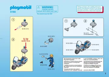 Bauanleitungen Playmobil 5180-A - Polizeimotorrad mit Blinklicht (1)