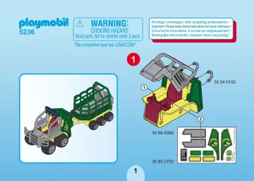 Bauanleitungen Playmobil 5236-A - Forscherfahrzeug mit Käfiganhänger (1)