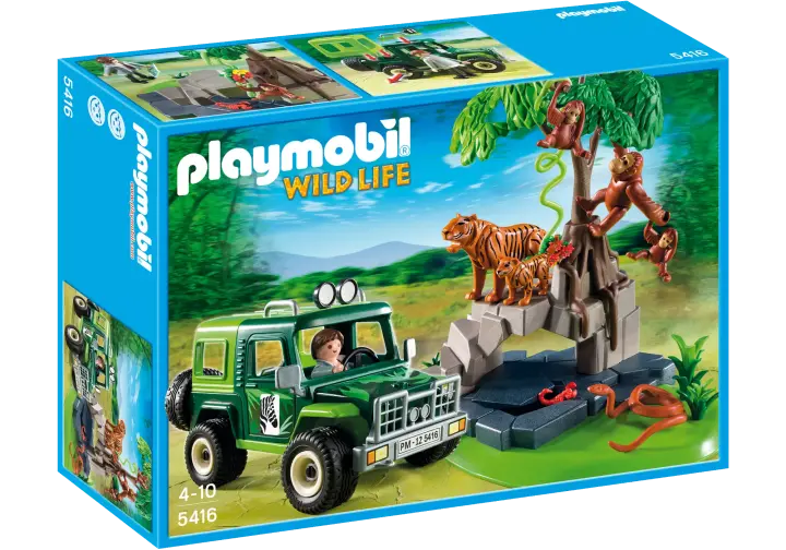 Playmobil 5416-A - Geländewagen bei Tigern und Orang-Utans - BOX