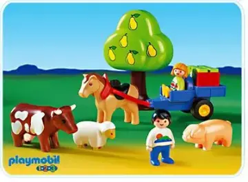 Playmobil 6620-A - Enfants / charrette / animaux 1.2 .3