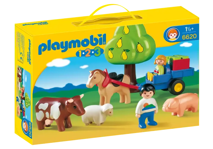 Playmobil 6620-A - Enfants / charrette / animaux 1.2 .3 - BOX