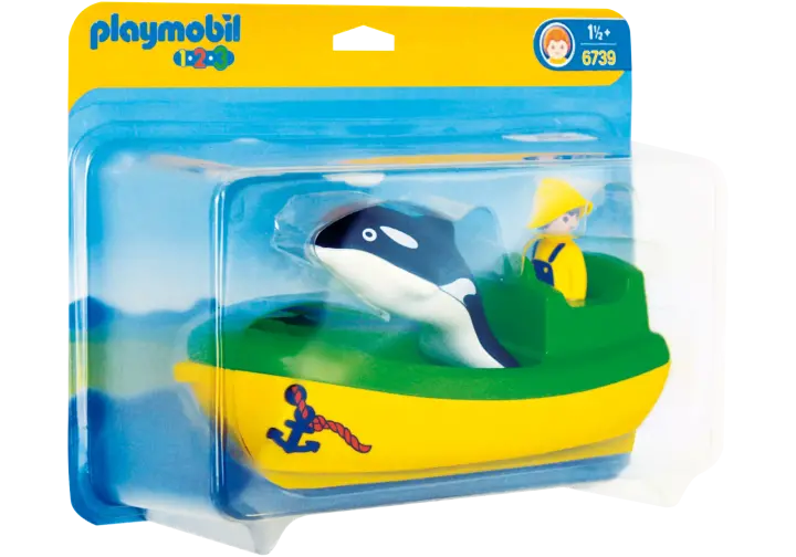 Playmobil 6739-A - Pêcheur / bateau / dauphin 1.2.3 - BOX