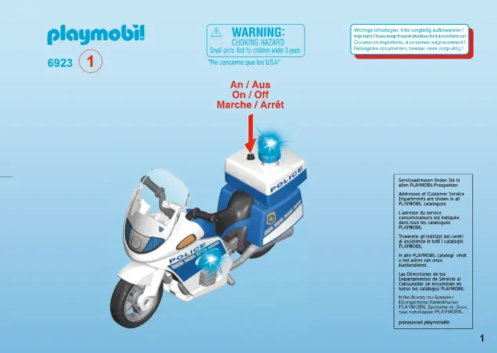Building instructions Playmobil 6923 - Police Bike with LED Light (1)