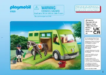 Οδηγίες συναρμολόγησης Playmobil 6928 - Όχημα μεταφοράς αλόγων (1)