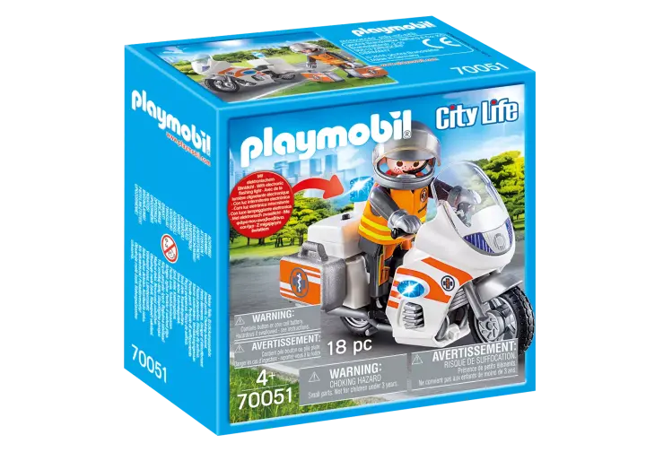 Playmobil 70051 - Notarzt-Motorrad mit Blinklicht - BOX