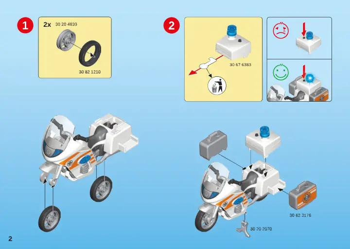 Bauanleitungen Playmobil 70051 - Notarzt-Motorrad mit Blinklicht (2)