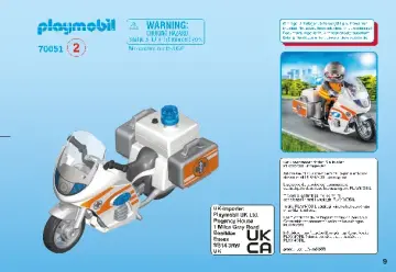 Bauanleitungen Playmobil 70051 - Notarzt-Motorrad mit Blinklicht (9)