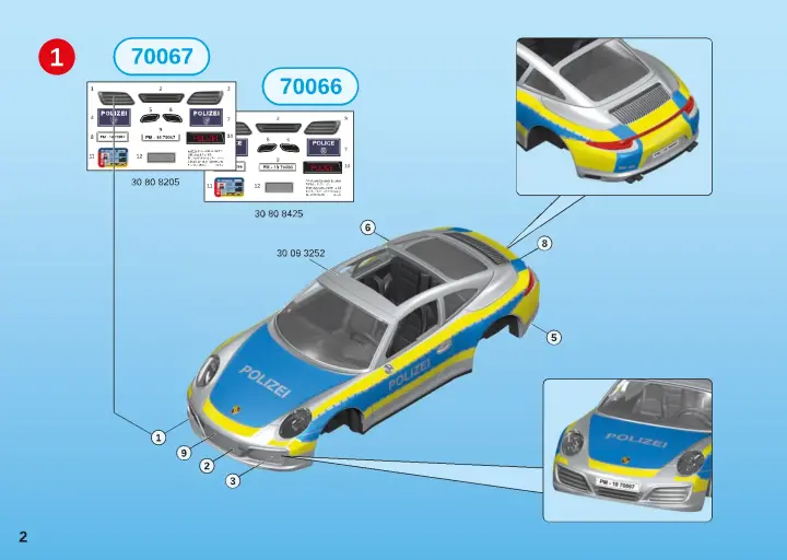 Notices de montage Playmobil 70066 - Porsche 911 Carrera 4S Police (2)