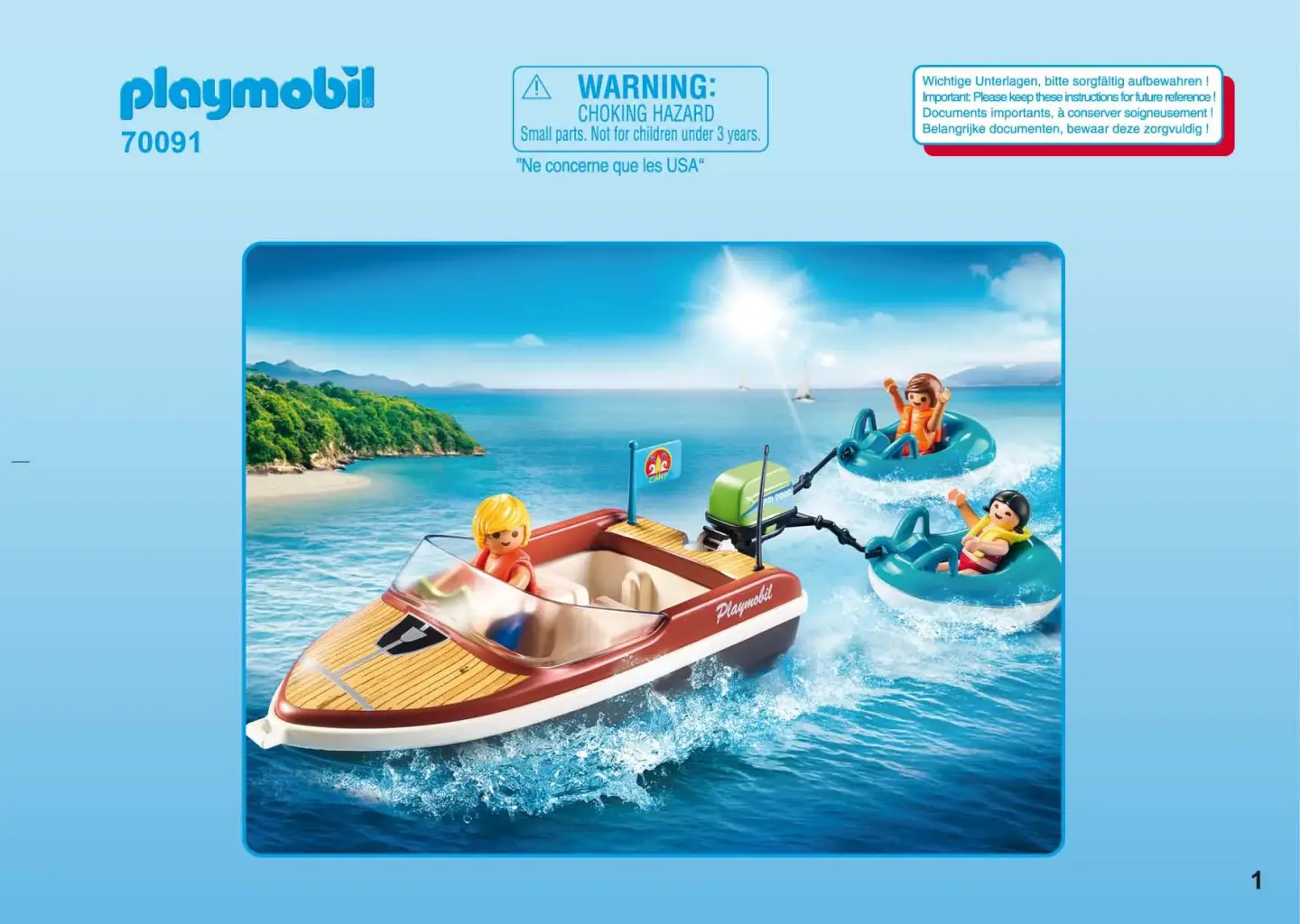 Playmobil Family Fun 70091 Speedboat with Tube Riders, For Children Ages 4+