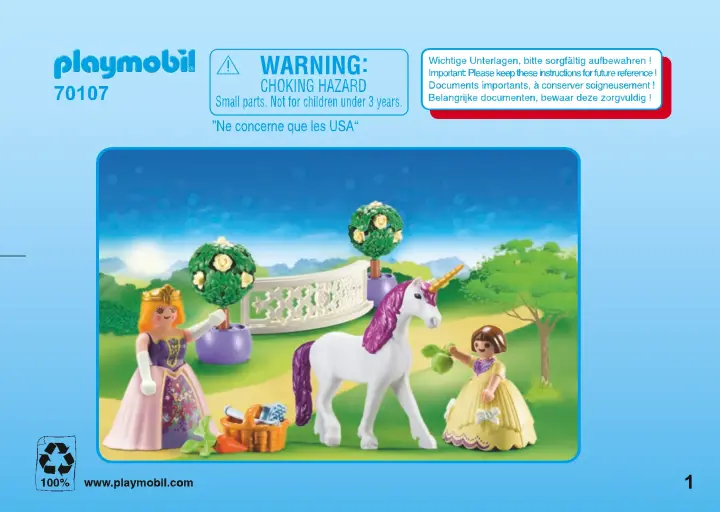 Manuales de instrucciones Playmobil 70107 - Maletín grande Princesas y Unicornio (1)