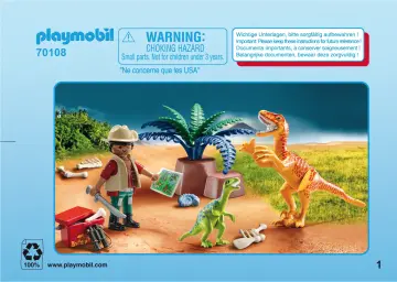 Οδηγίες συναρμολόγησης Playmobil 70108 - Maxi Βαλιτσάκι Εξερευνητής και δεινόσαυροι (1)