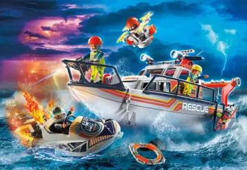 Playmobil 70140 - Resgate Marítimo: Operação de Combate a incêndios com iate de resgate