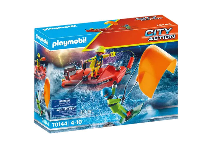 Playmobil 70144 - Επιχείρηση διάσωσης Kitesurfer με σκάφος - BOX