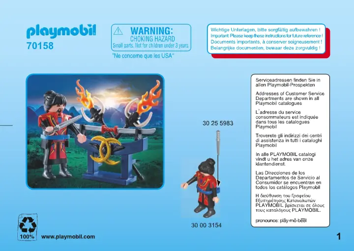 Istruzioni di montaggio Playmobil 70158 - Guerriero d' Oriente (1)